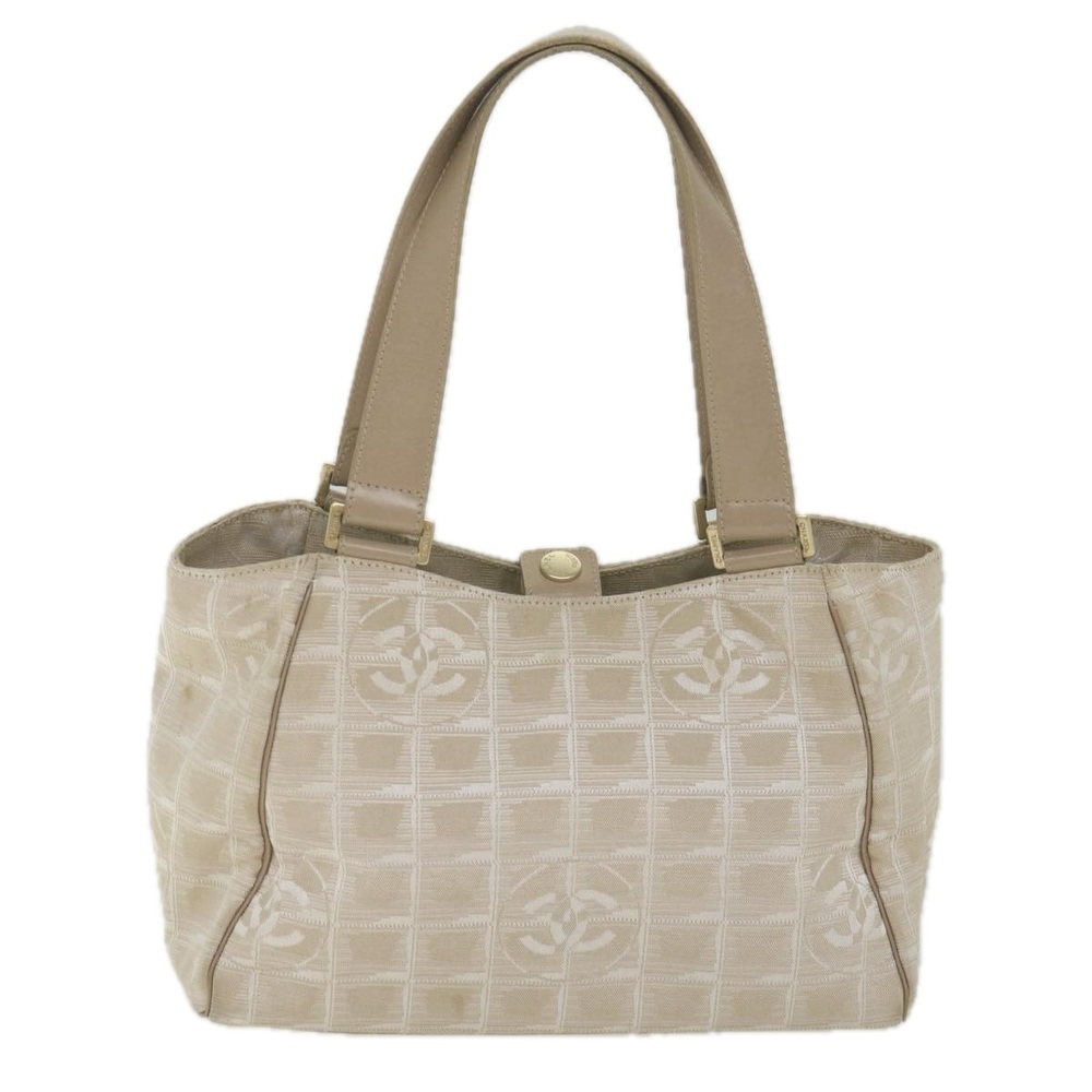 CHANEL New Travel Line Hand Bag Nylon Beige CC Auth ki3740 - Picture 13 of 16